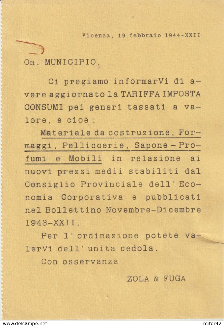 32*-30c.Propaganda Di Guerra: La Disciplina..v.1942 Su C. Pubblicitaria Stab. Tipografico Vicenza X Comune Di Altissimo - Propagande De Guerre