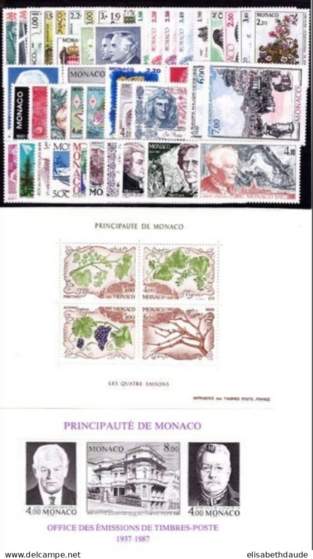 PROMOTION MONACO ! - 1987 - ANNEE COMPLETE ** MNH - COTE YVERT = 131 EUR. - 45 TIMBRES + 2 BLOCS - Años Completos