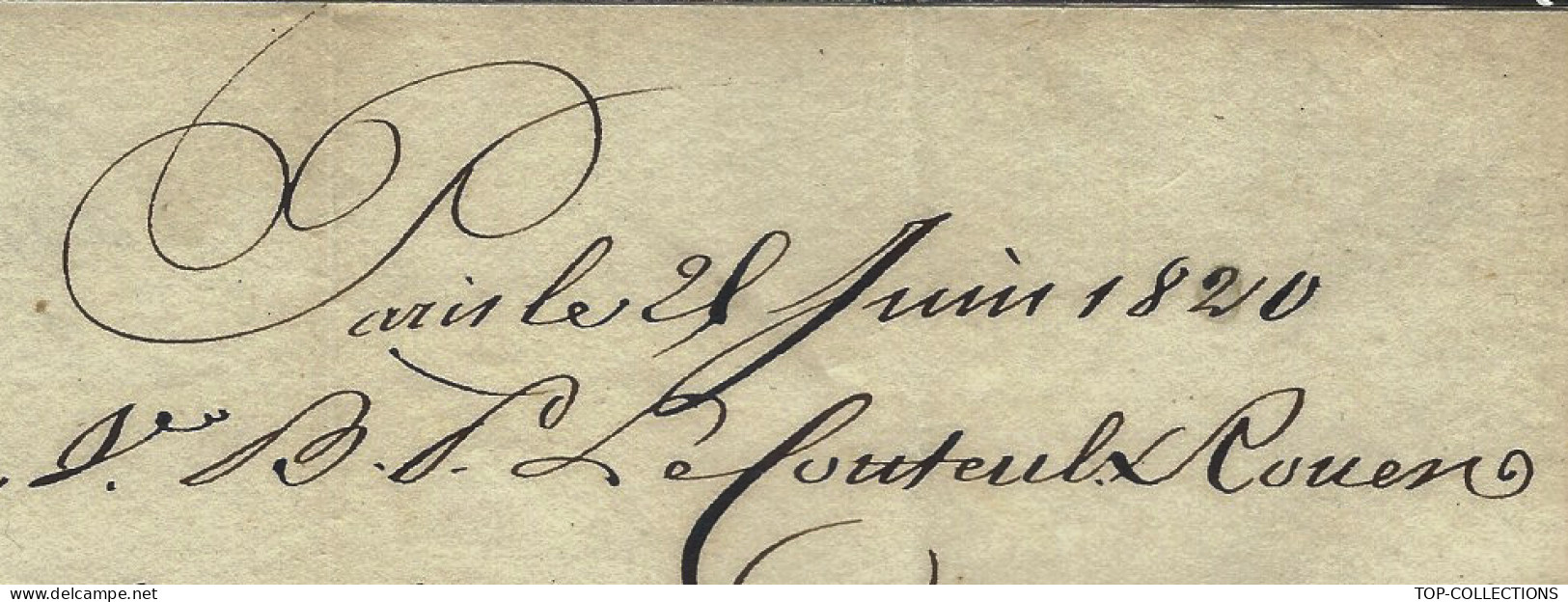 1820 LETTRE BANQUE FINANCE NEGOCE Par Mallet Frères Banque Paris Pour Veuve Lecouteulx à Rouen V.SCANS+HISTORIQUE - Autres & Non Classés