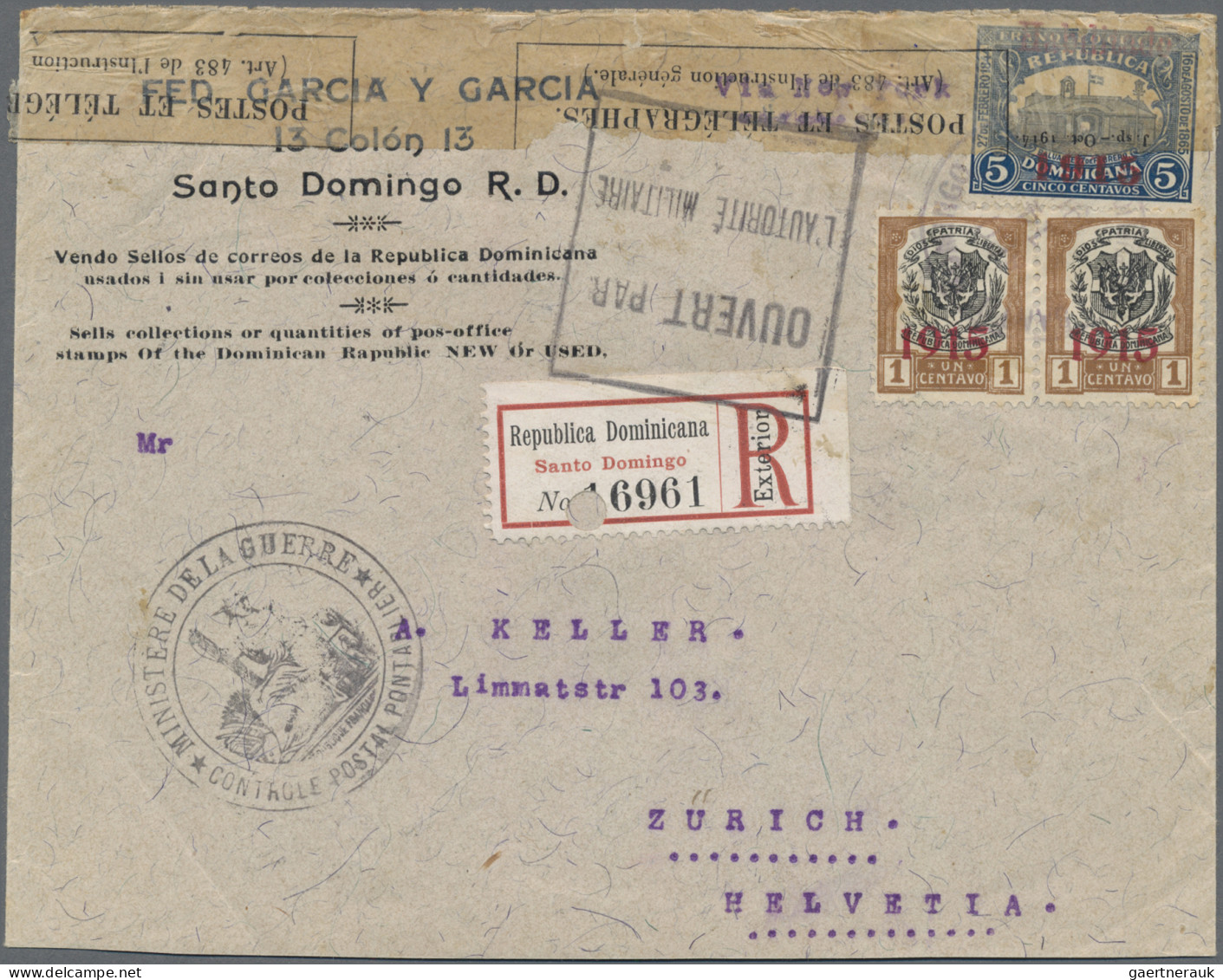 Dominican Republic: 1915, 5 C Official Overprinted "Habilitado 1915" Together Wi - República Dominicana