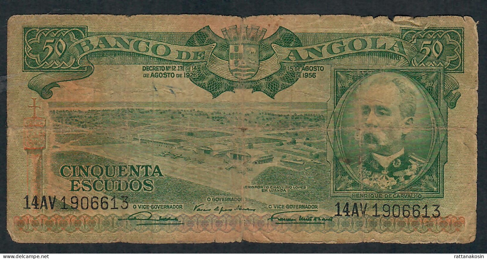 ANGOLA P88 50 ESCUDOS  1.8.1956   VG-F - Angola