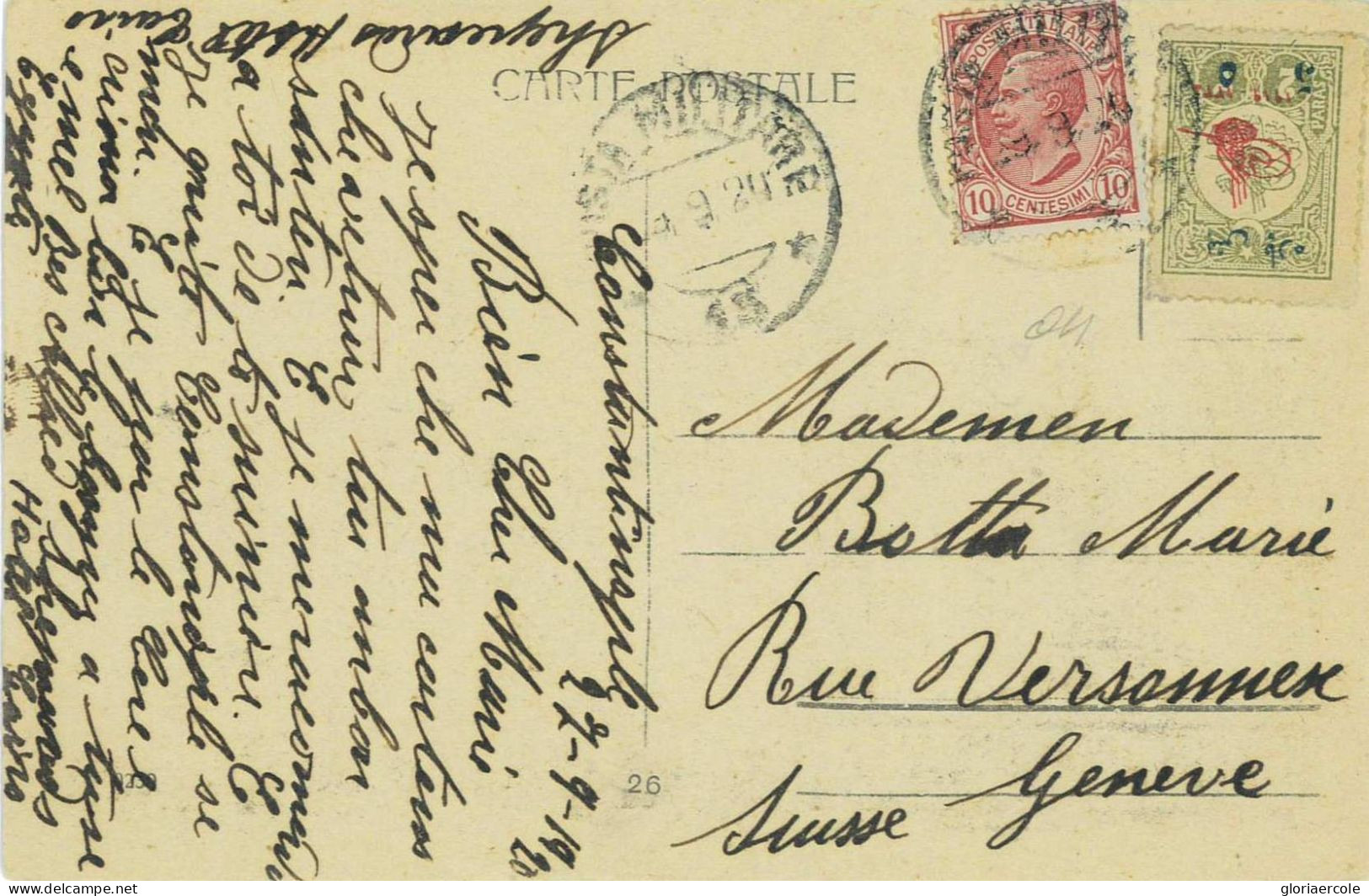 P0513 - STORIA POSTALE - Affrancatura Mista ITALIA TURCHIA Turkey Mixed Franking Su CARTOLINA - Non Classificati