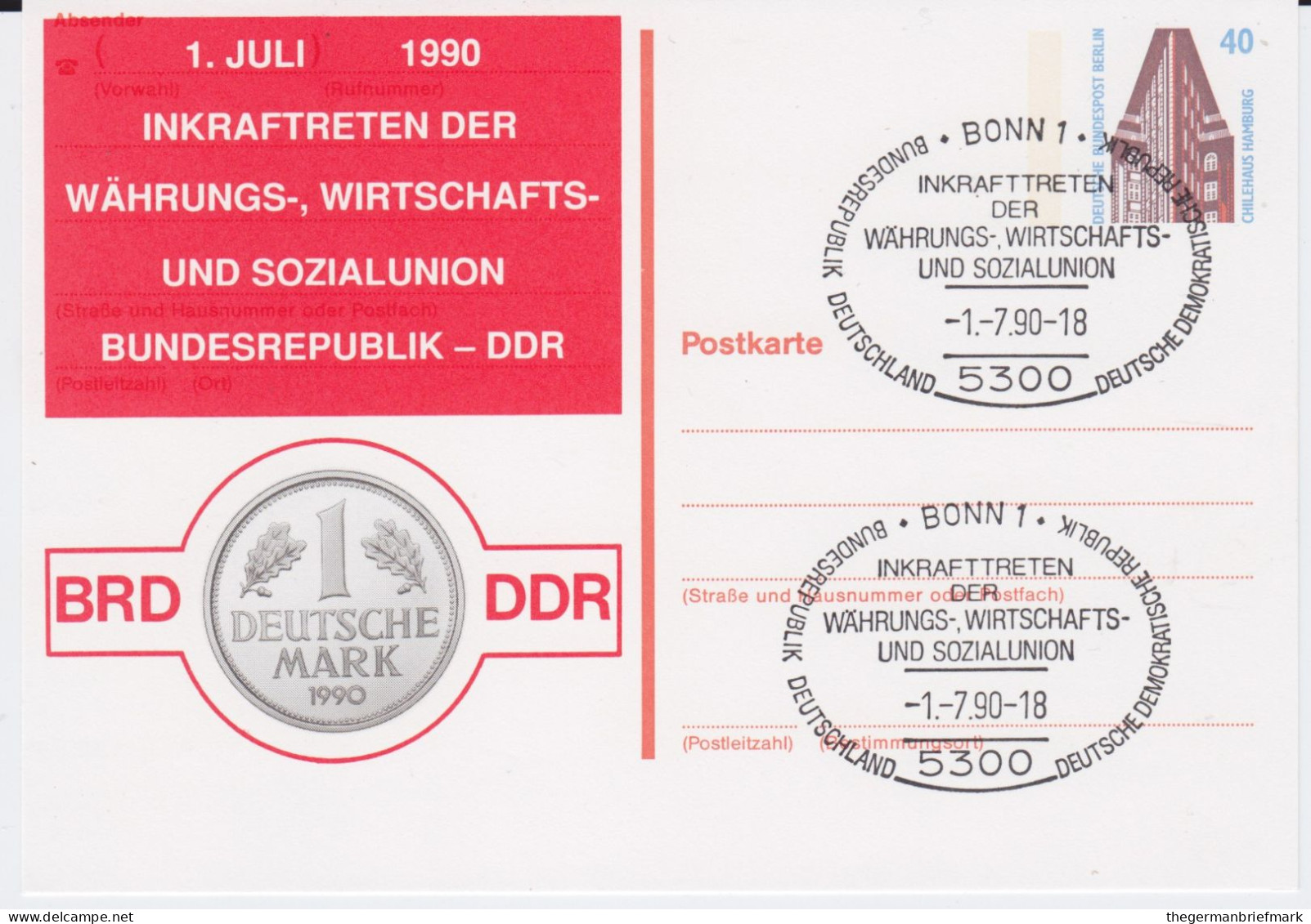 Berlin (West) Ganzsache P 129 Priv Zudruck SSt Bonn 1990 - Postcards - Used