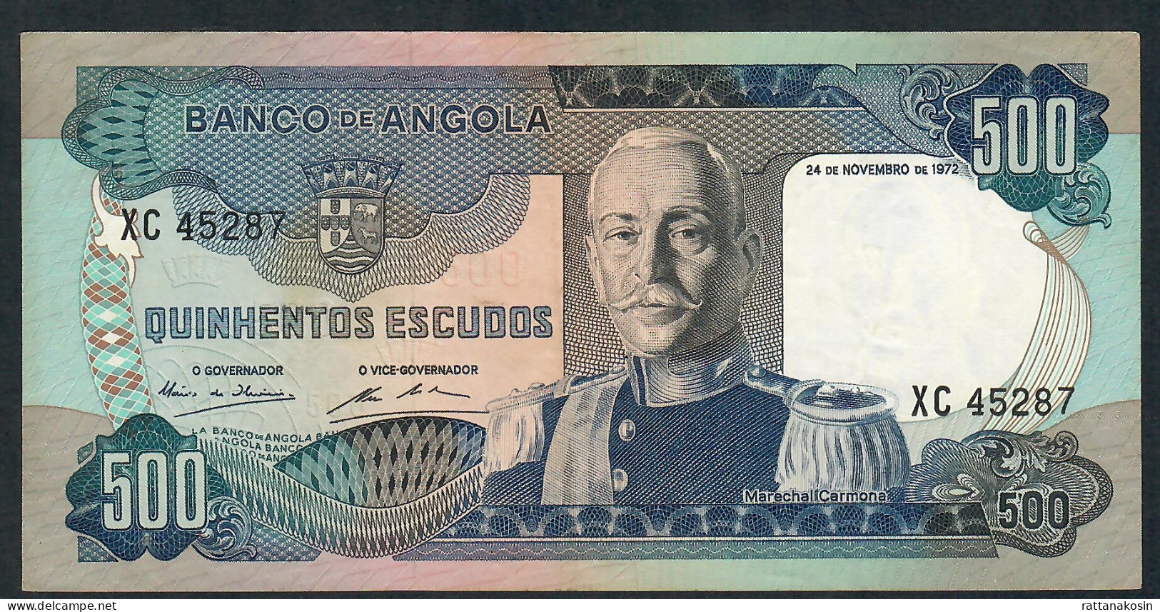 ANGOLA P102  500 ESCUDOS  24.11.1972    XF-AU - Angola