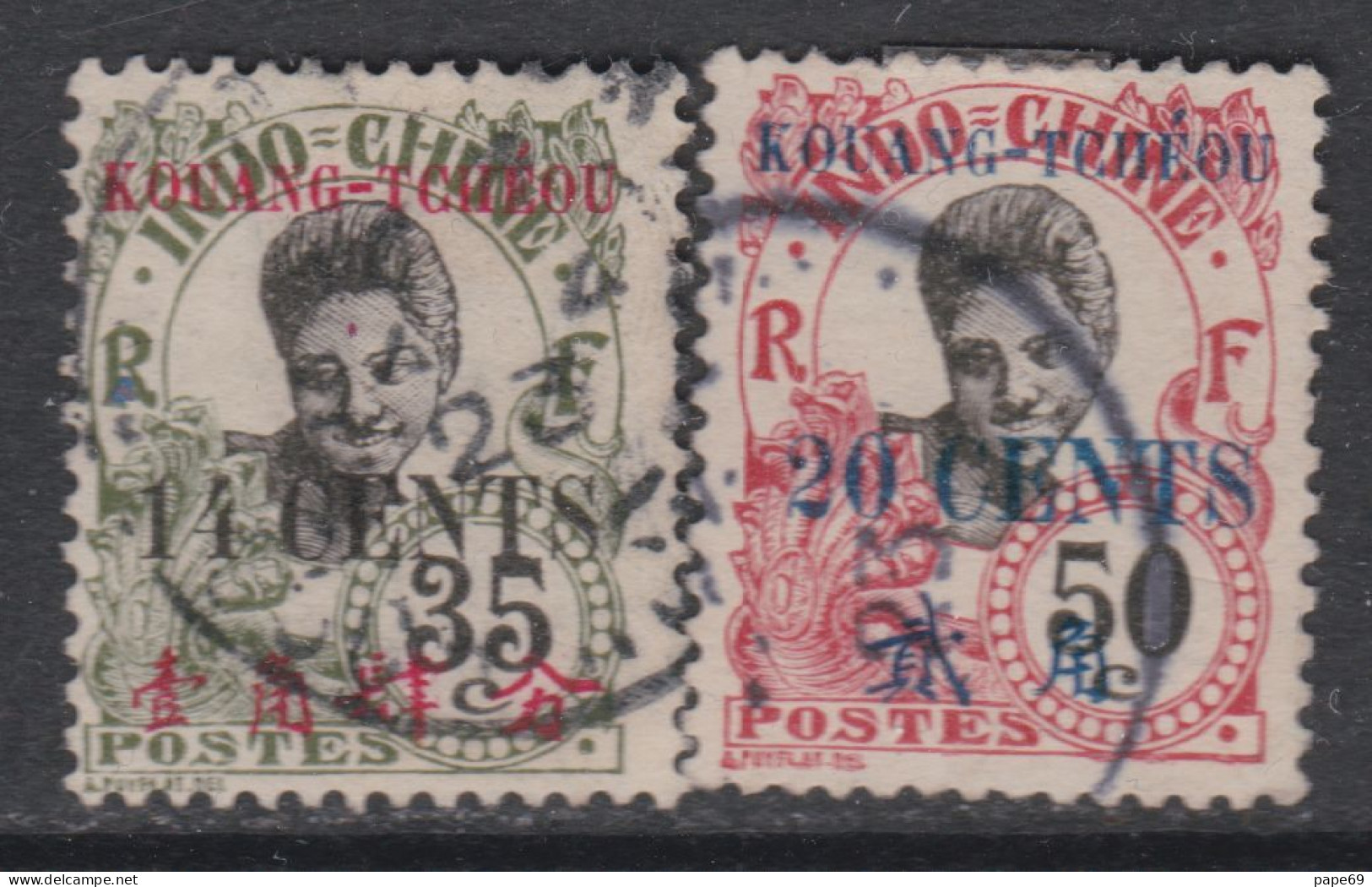 Kouang-Tchéou N° 44 + 45 O Timbres D'Indochine Surchargés : Les 2 Valeurs Oblitérations Légères Sinon TB - Oblitérés