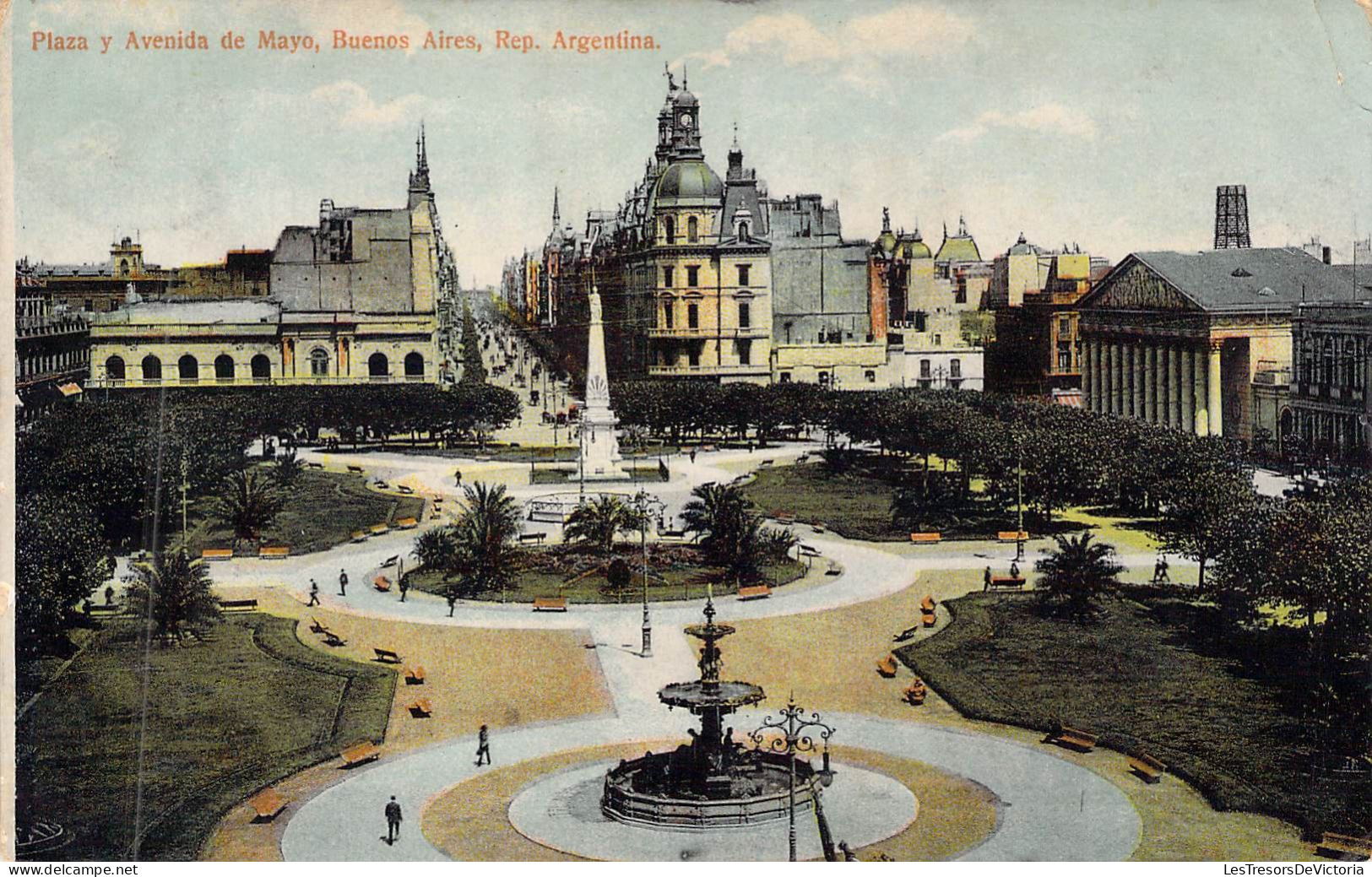 ARGENTINE - Plaza Y Avenida De Mayo Buenos Aires Rep Argentina - Editor R Rosauer  - Carte Postale Ancienne - Argentinien