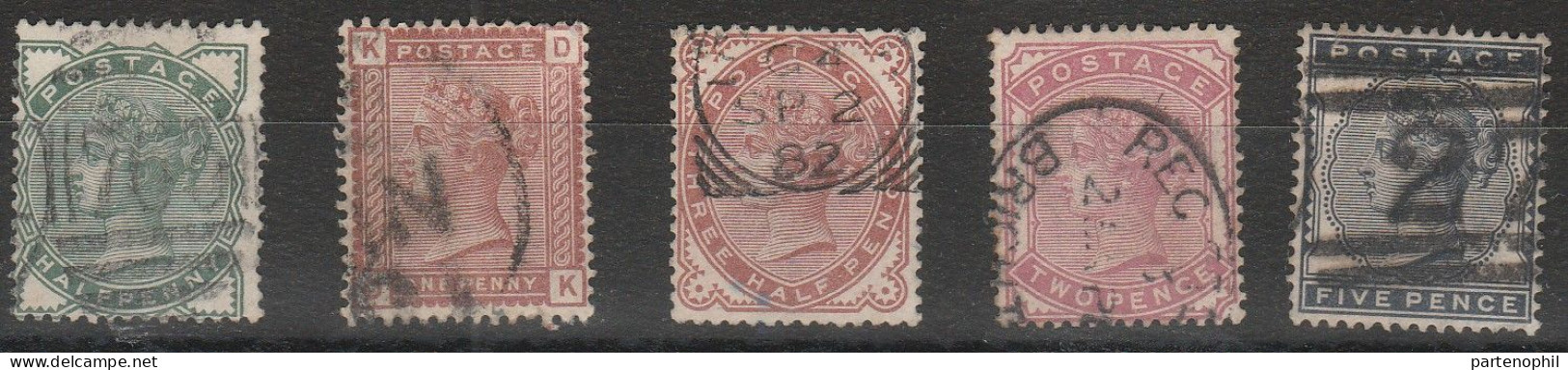 535 Gran Bretagna  1880-81 - Effige Della Regina Vittoria N. 67/71. - Used Stamps