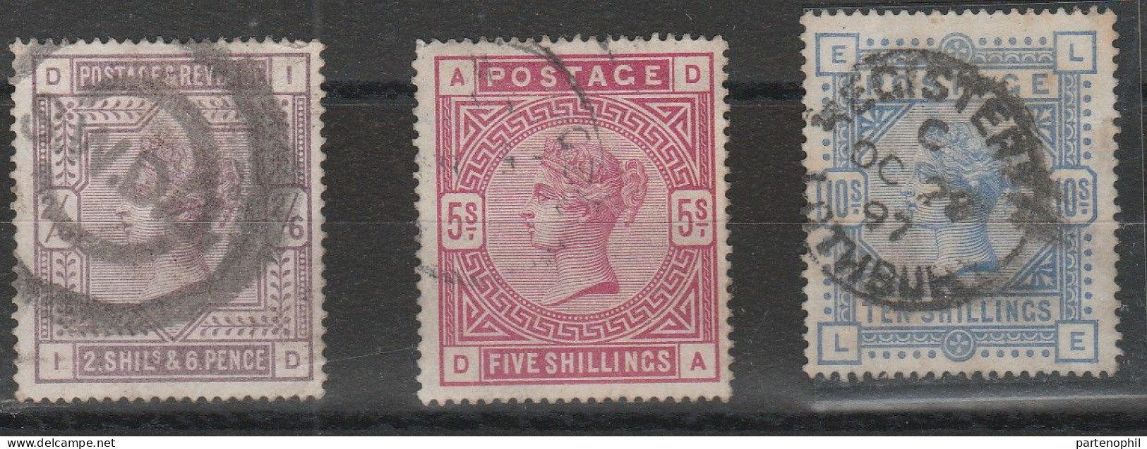 536 Gran Bretagna  1883-84 - Effige Della Regina Vittoria Alti Valori N. 86/88. - Used Stamps