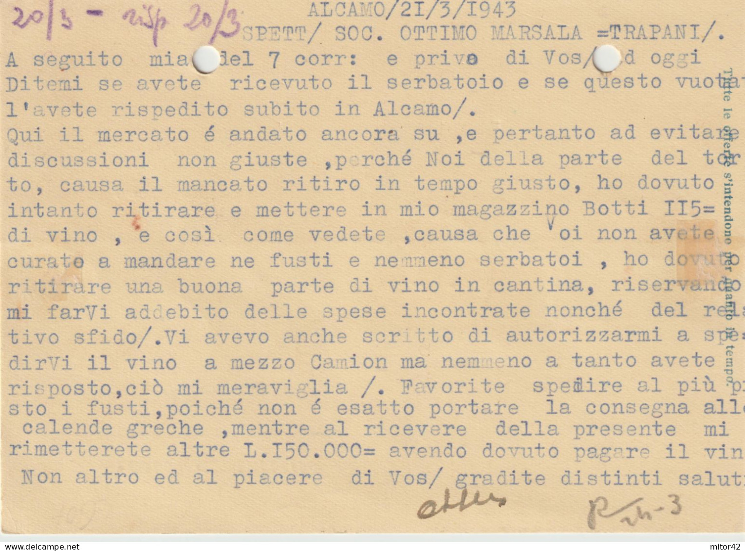 36*-30c. Propaganda Di Guerra: La Disciplina..+ Espresso L.1,25-v.1943 Su C. Pubblicitaria Vini-Alcamo X Trapani - Kriegspropaganda