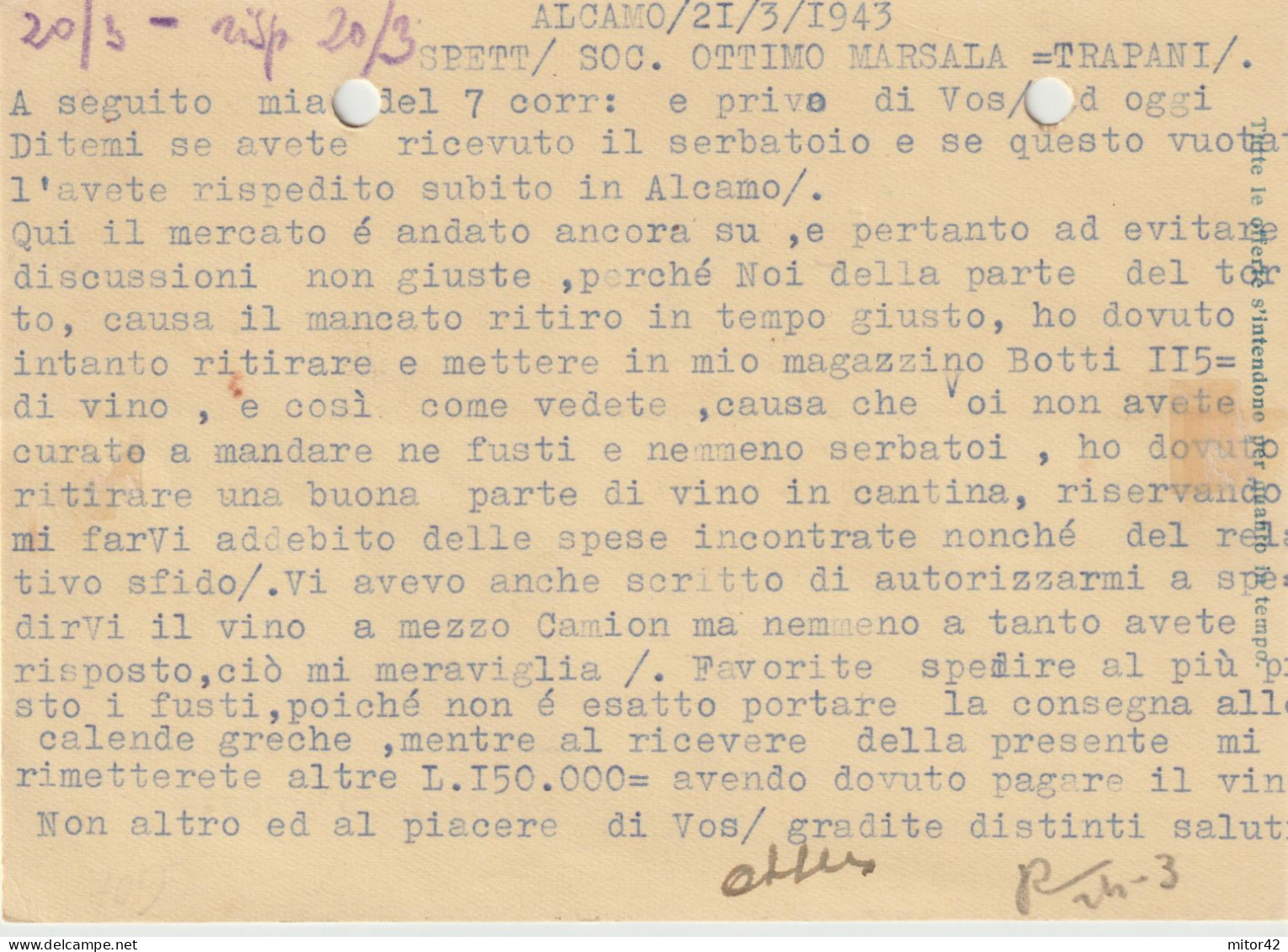 36*-30c. Propaganda Di Guerra: La Disciplina..+ Espresso L.1,25-v.1943 Su C. Pubblicitaria Vini-Alcamo X Trapani - Propagande De Guerre