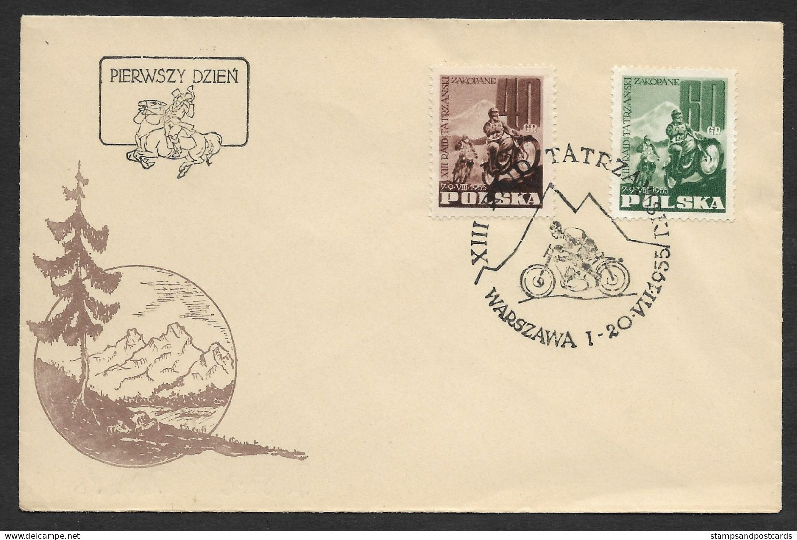 Pologne  FDC 1955 Course Moto Poland Moto Racing FDC - Moto