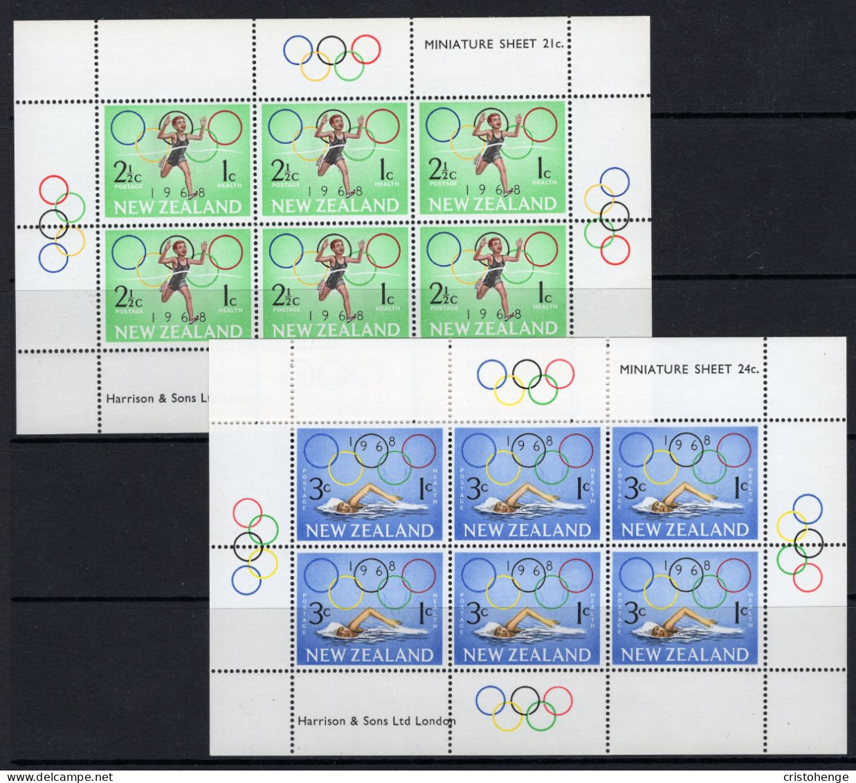 New Zealand 1968 Health - Olympic Games MS Set Of 2 MNH (SG MS889a&b) - Neufs