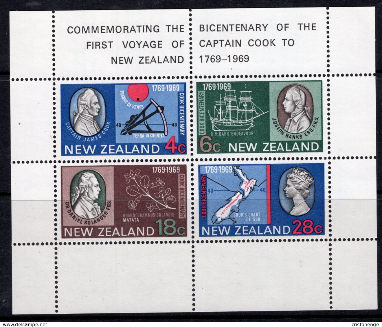 New Zealand 1969 Bicentenary Of Captain Cook's Landing MS MNH (SG MS910) - Nuevos