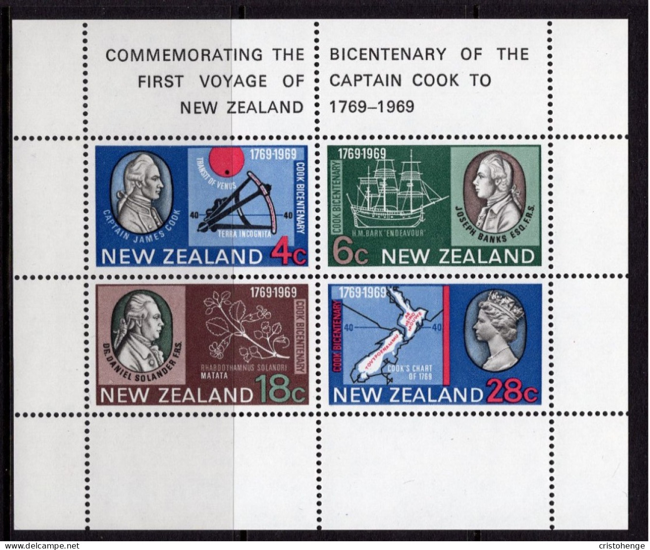 New Zealand 1969 Bicentenary Of Captain Cook's Landing MS MNH (SG MS910) - Nuevos