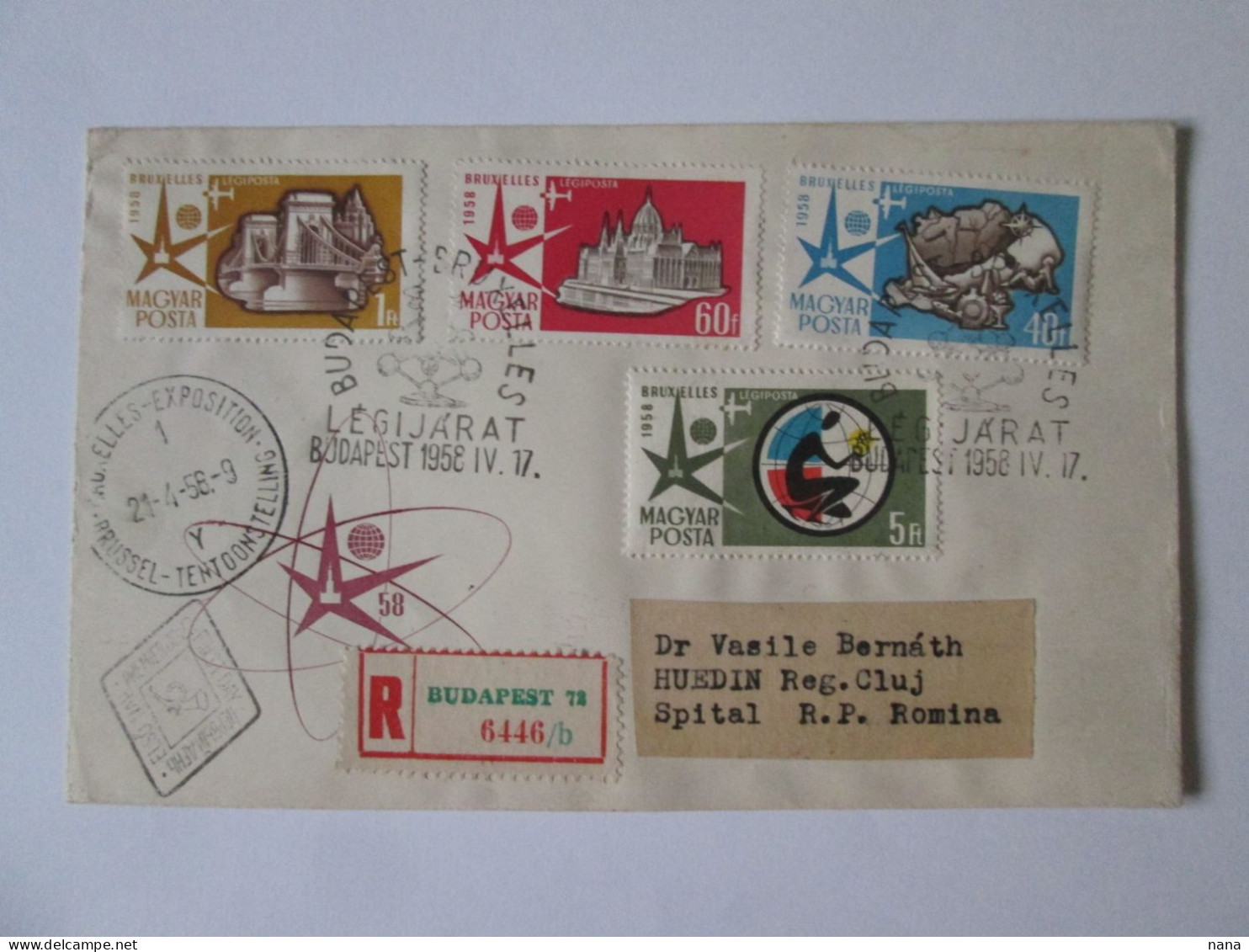 Hongrie/Budapest Enveloppe Recommandee Premier Jour 1958-Hungary/Budapest Envelope Registered First Day 1958 - Covers & Documents