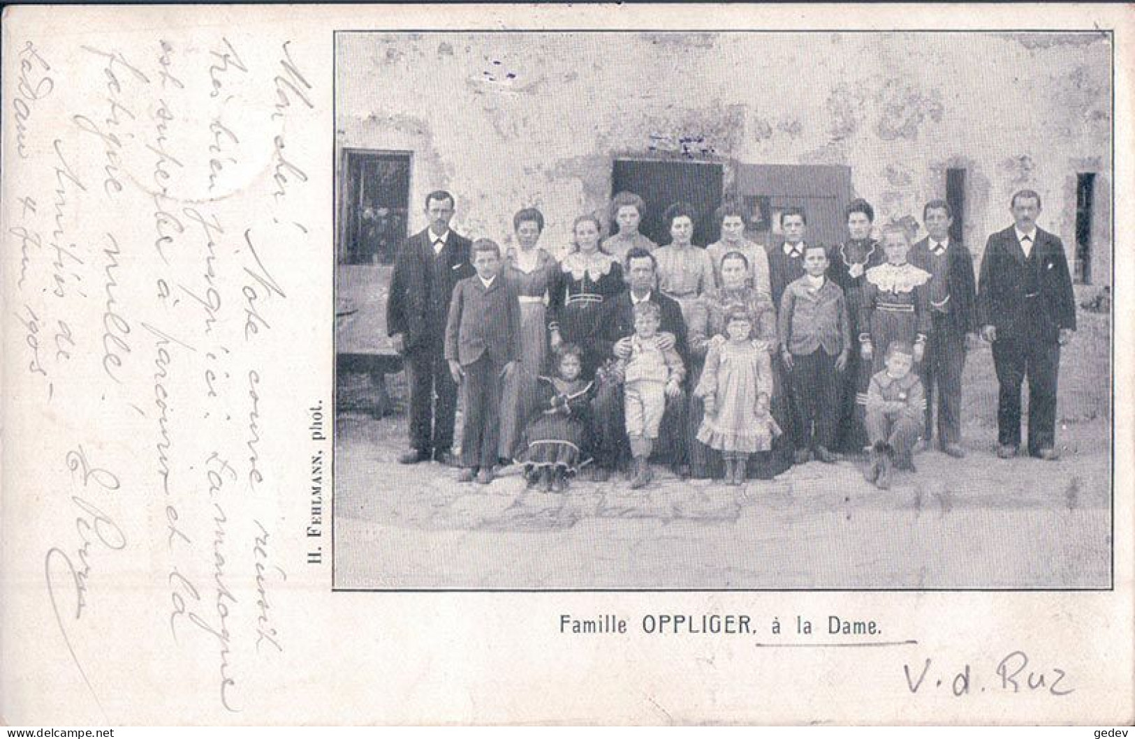 Villiers Val De Ruz NE, Ferme La Dame, Famille Oppliger Devant La Ferme (5.6.1905) - Val-de-Ruz