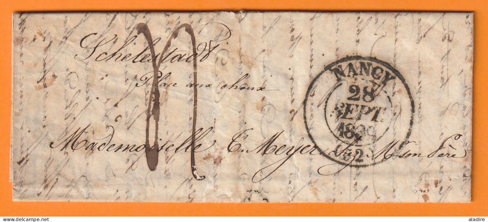 1839 - Grd Cachet NANCY Sur Lettre Pliée Avec Corresp Familiale De 2 P. Vers SCHELESTADT, Schlestadt, Séléstat, Bas Rhin - 1801-1848: Vorläufer XIX