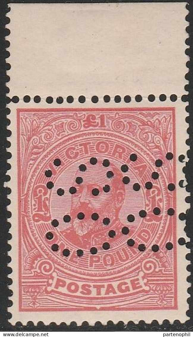 667 Victoria  1906/8 - Servizio £ 1 Arancio N. 26, Con Bordo Di Foglio Superiore, Molto Bello. Firmato A. Diena. Cat MNH - Ongebruikt