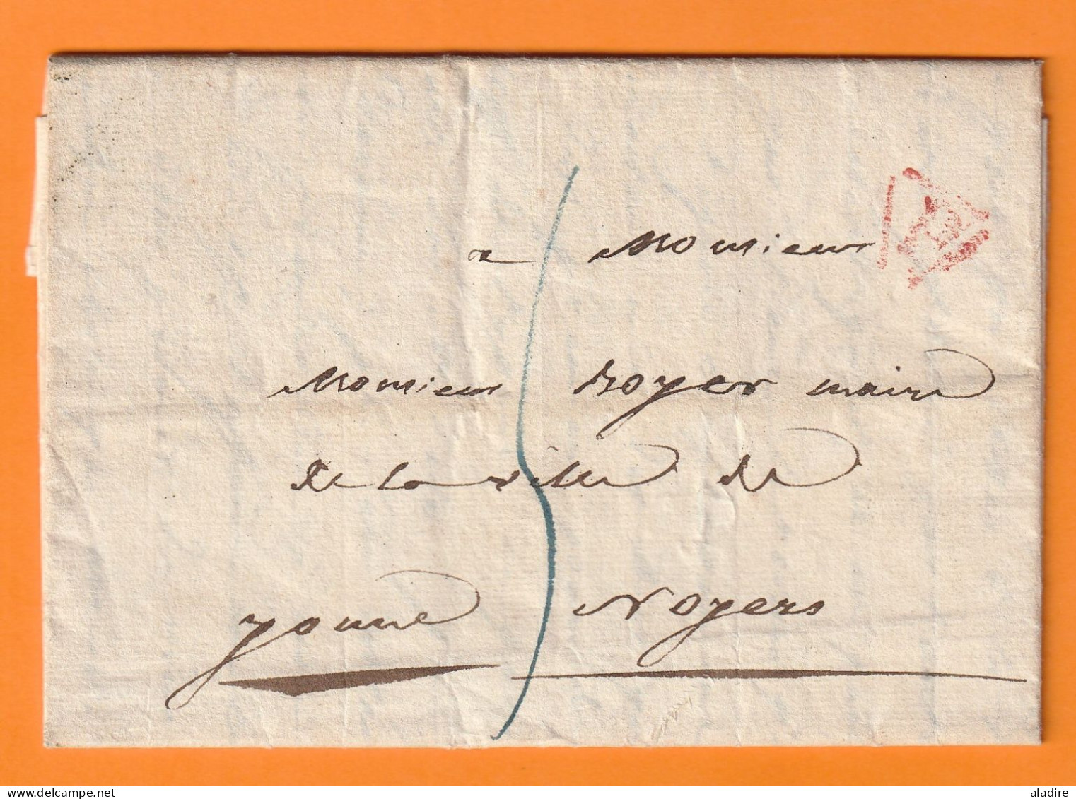 1825 - Lettre Pliée Avec Corresp De 2 P. De PARIS, Université De France Vers Noyers, Yonne - P Rouge Ds Triancle Ouvert - 1801-1848: Vorläufer XIX