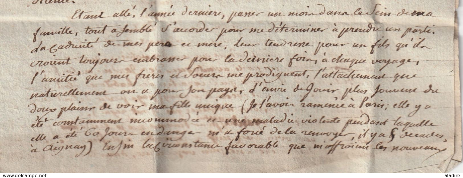 1797 - lettre pliée avec corresp serrée de 3 pages en PORT PAYE de PARIS vers Noyers, Yonne - 1ère République
