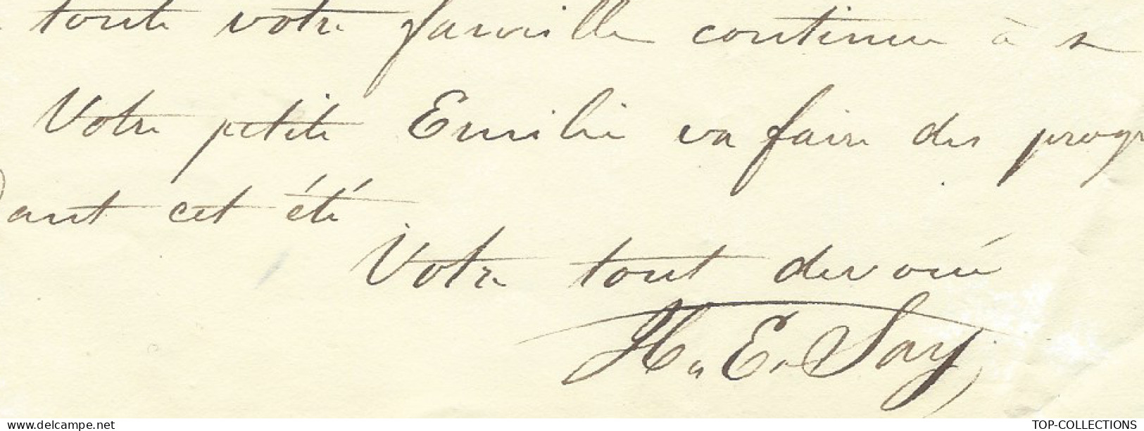 1824 FAMILLE PROTESTANTISME Partie De LETTRE  Sign. H.E. Horace Emile Say ECONOMISTE Paris => Michel Delaroche  Le Havre - Historical Documents