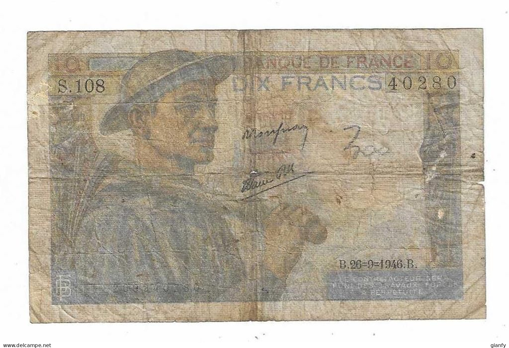 FRANCIA 10 FRANCS MINEUR 1946 - 10 F 1941-1949 ''Mineur''