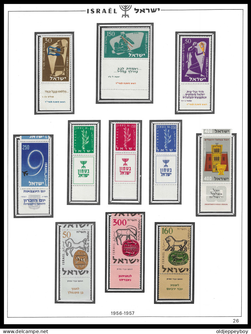 ISRAEL 1956-1957 Scott 121 - 131  FULL TABS DELUXE QUALITY MNH ** Postfris** PERFECT GUARENTEED - Nuevos (con Tab)