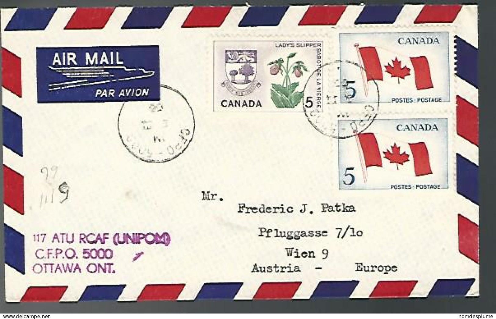 58283) Canada Military Mail  CFPO 5000 Postmark Cancel  RCAF Overseas  - Poste Aérienne