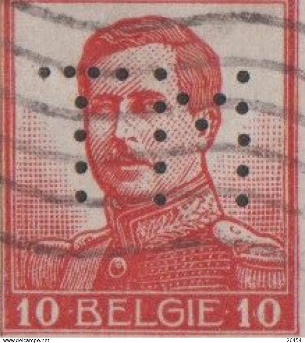 Belgique Perforé T.M.   10c Rouge   Type 1912-13   Scan Recto-verso Oblitéré - 1909-34