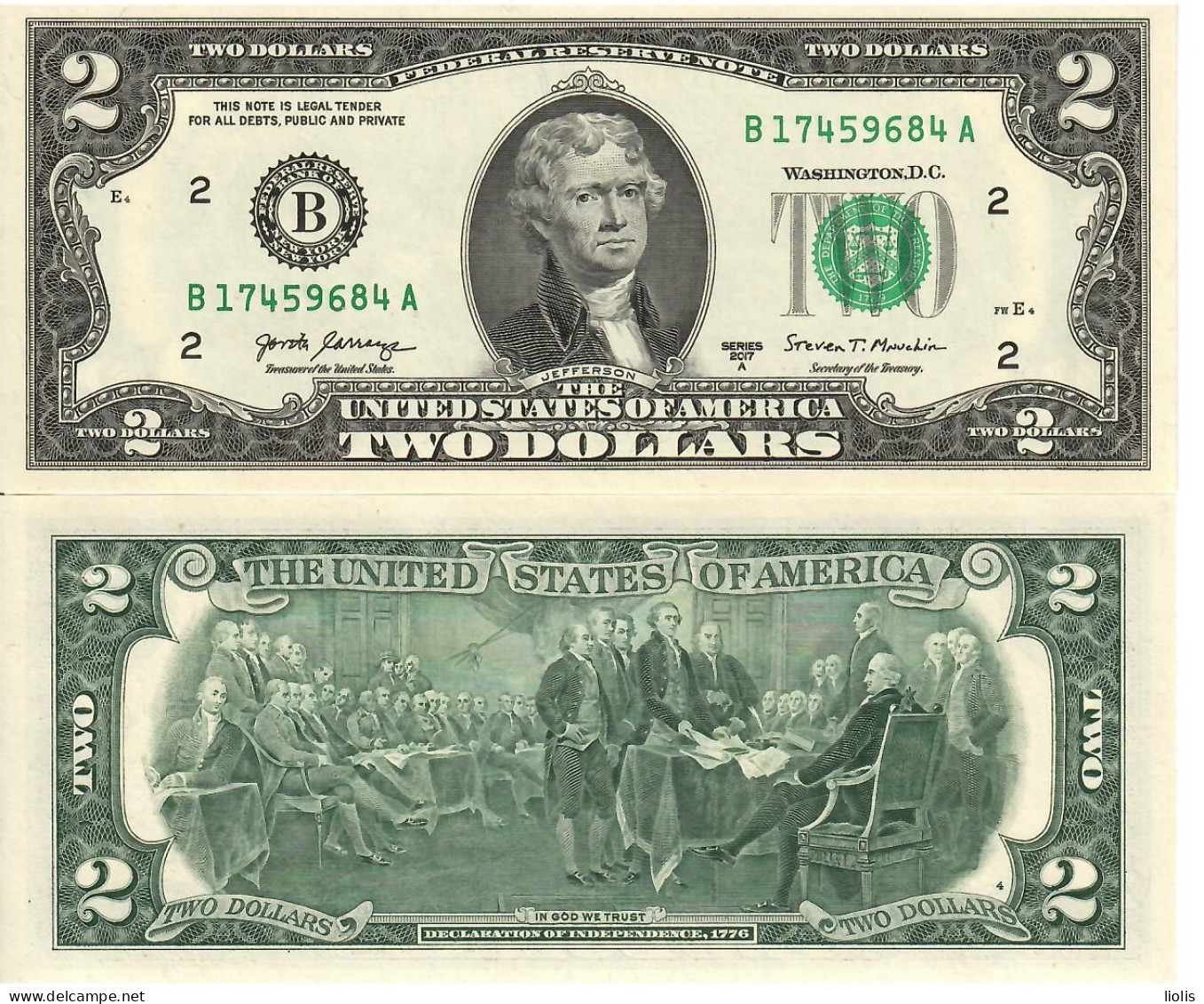 USA 2 Dollars  B  2017  UNC - Bilglietti Della Riserva Federale (1928-...)