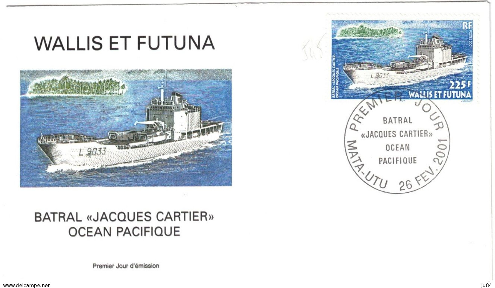 Océanie - Wallis Et Futuna - Mata-Utu - Batral "Jacques Cartier" Océan Pacifique - 26 Février 2001 - Brieven En Documenten