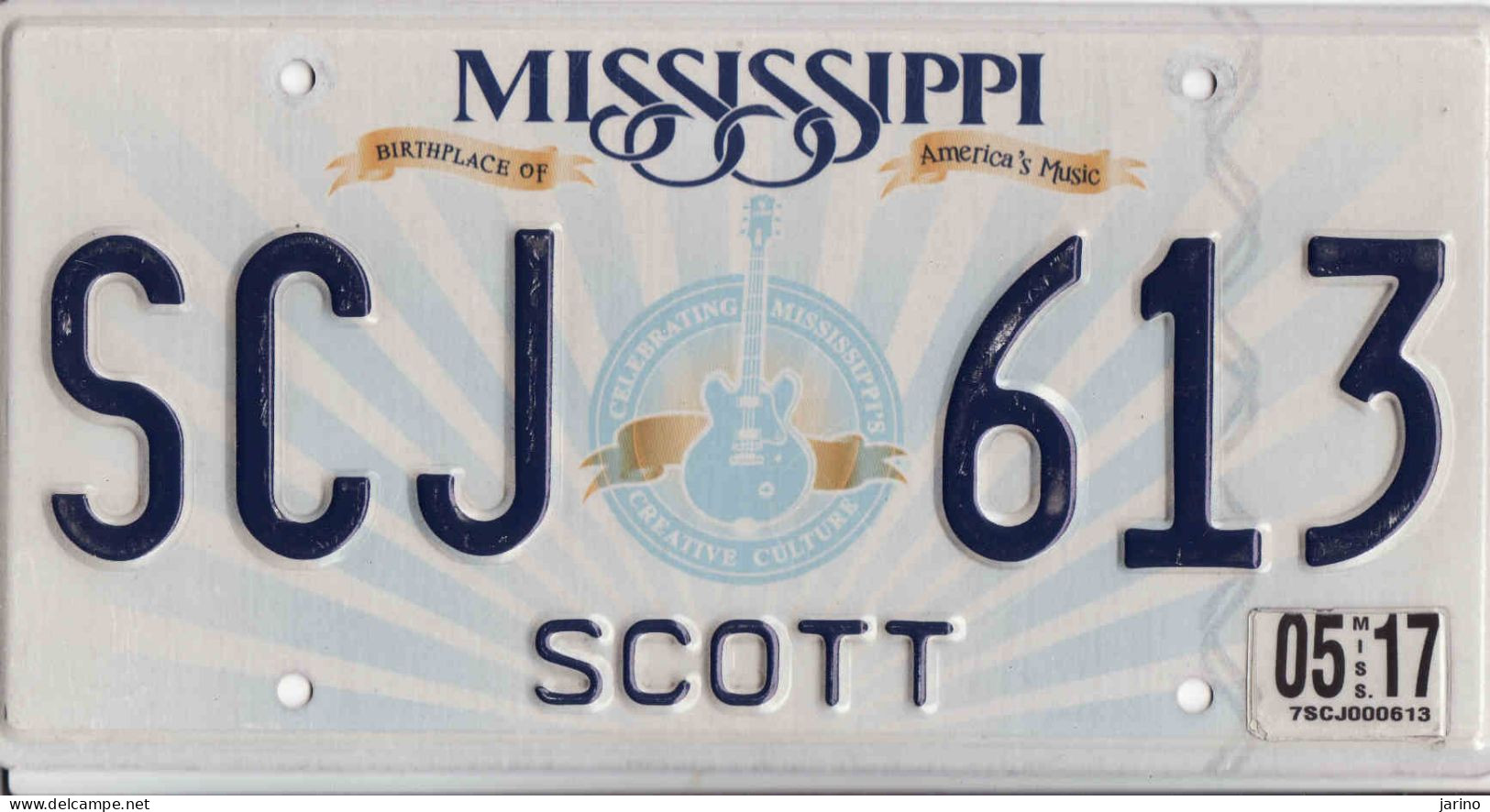 Plaque D' Immatriculation USA - State Mississippi, USA License Plate - State Mississippi, 30,5 X 15 Cm, Fine Condition - Number Plates