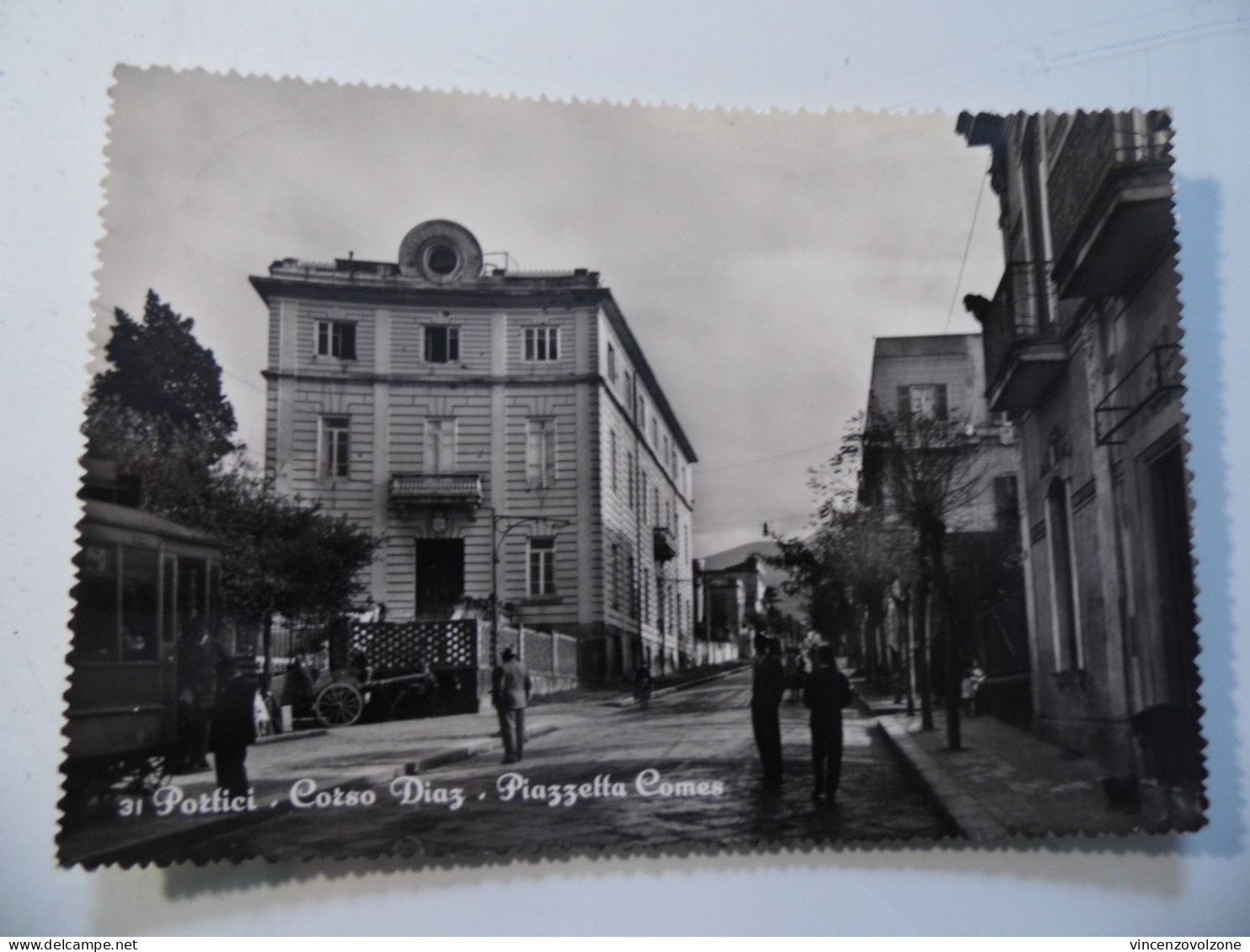 Cartolina Viaggiata "PORTICI Corso Diaz - Piazzetta Comes" 1954 - Portici
