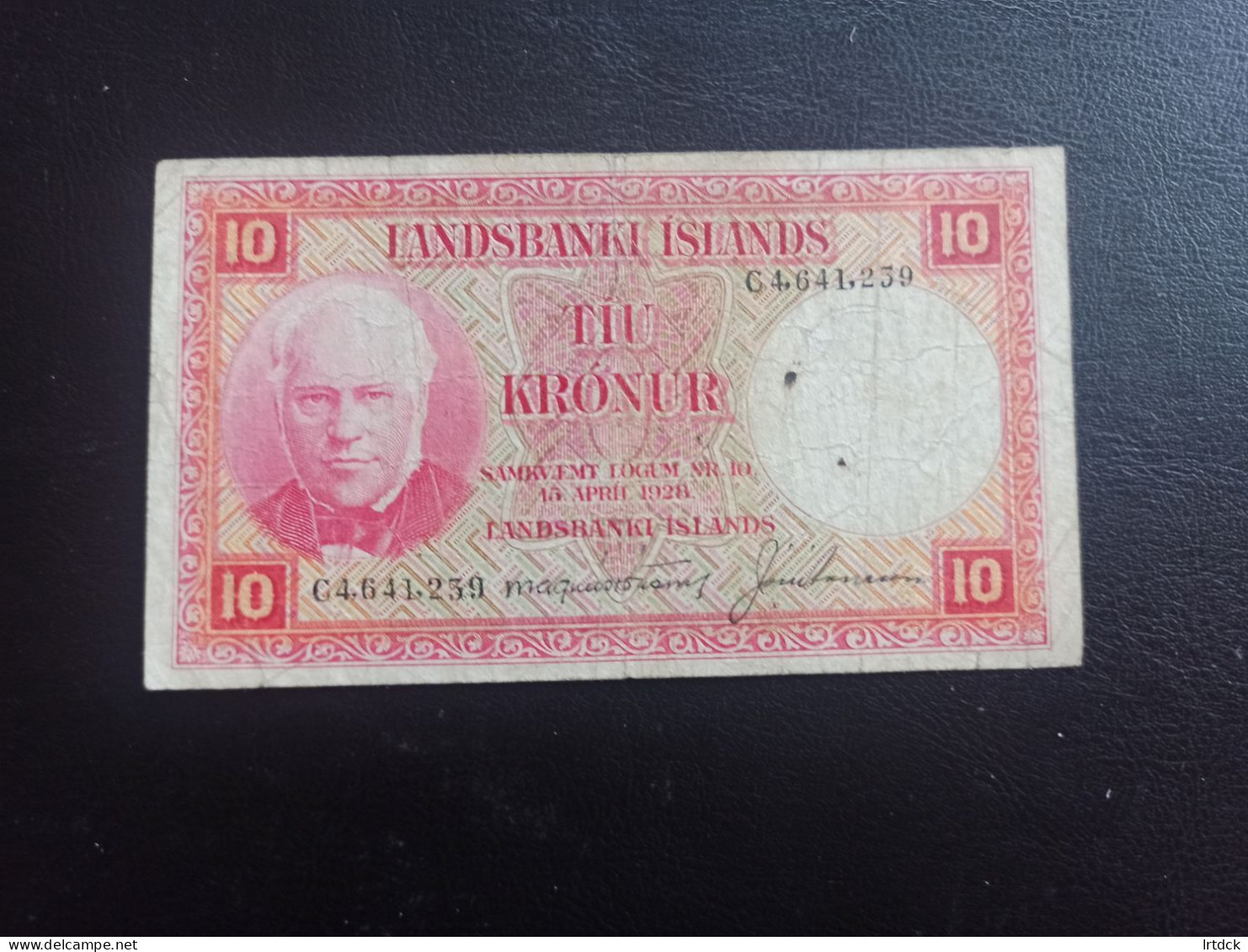 Islande Billet 10 Kronur 1928 - Islande