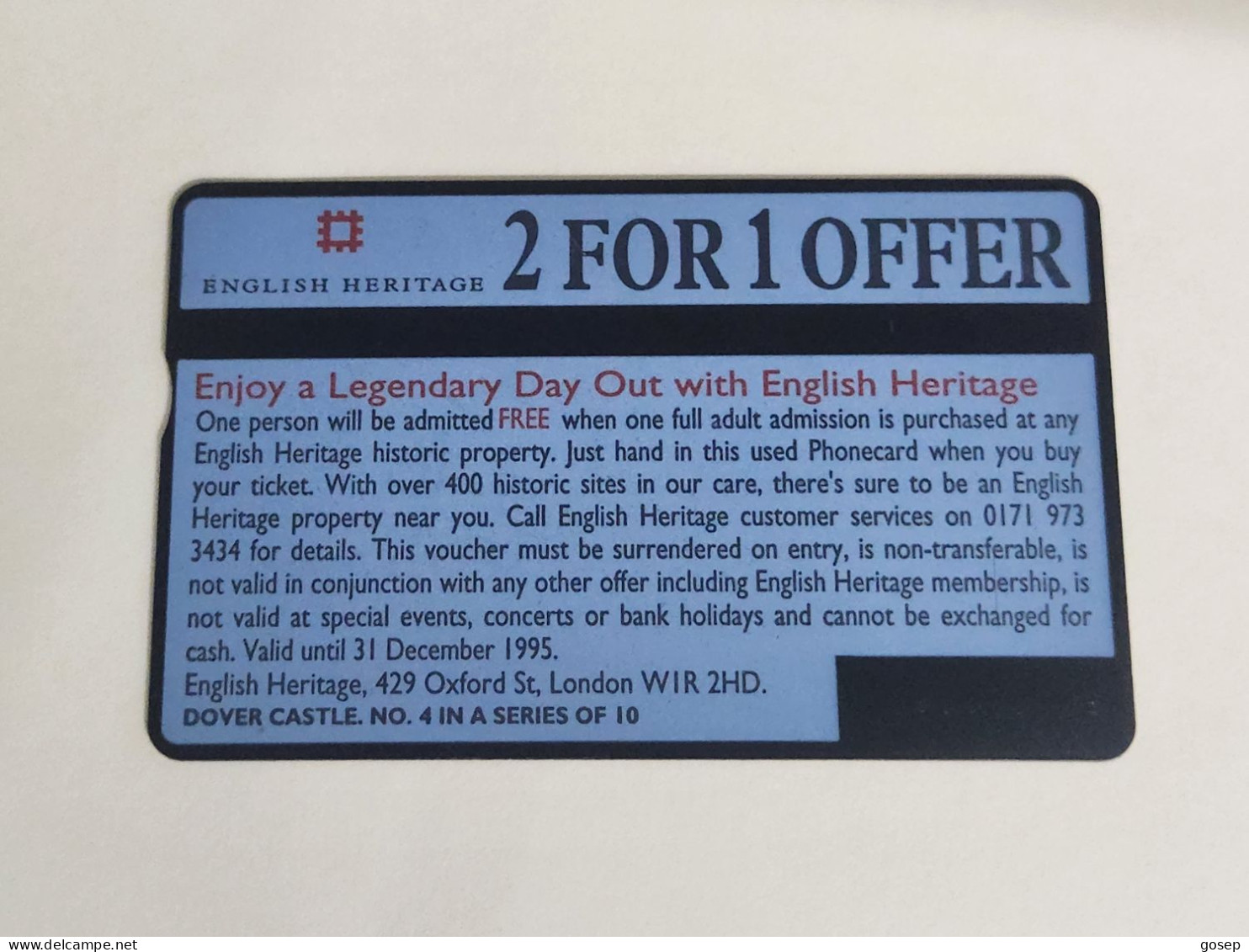 United Kingdom-(BTA106)-HERITAGE-Dover Castle-(174)(50units)(528F22166)price Cataloge3.00£-used+1card Prepiad Free - BT Advertising Issues