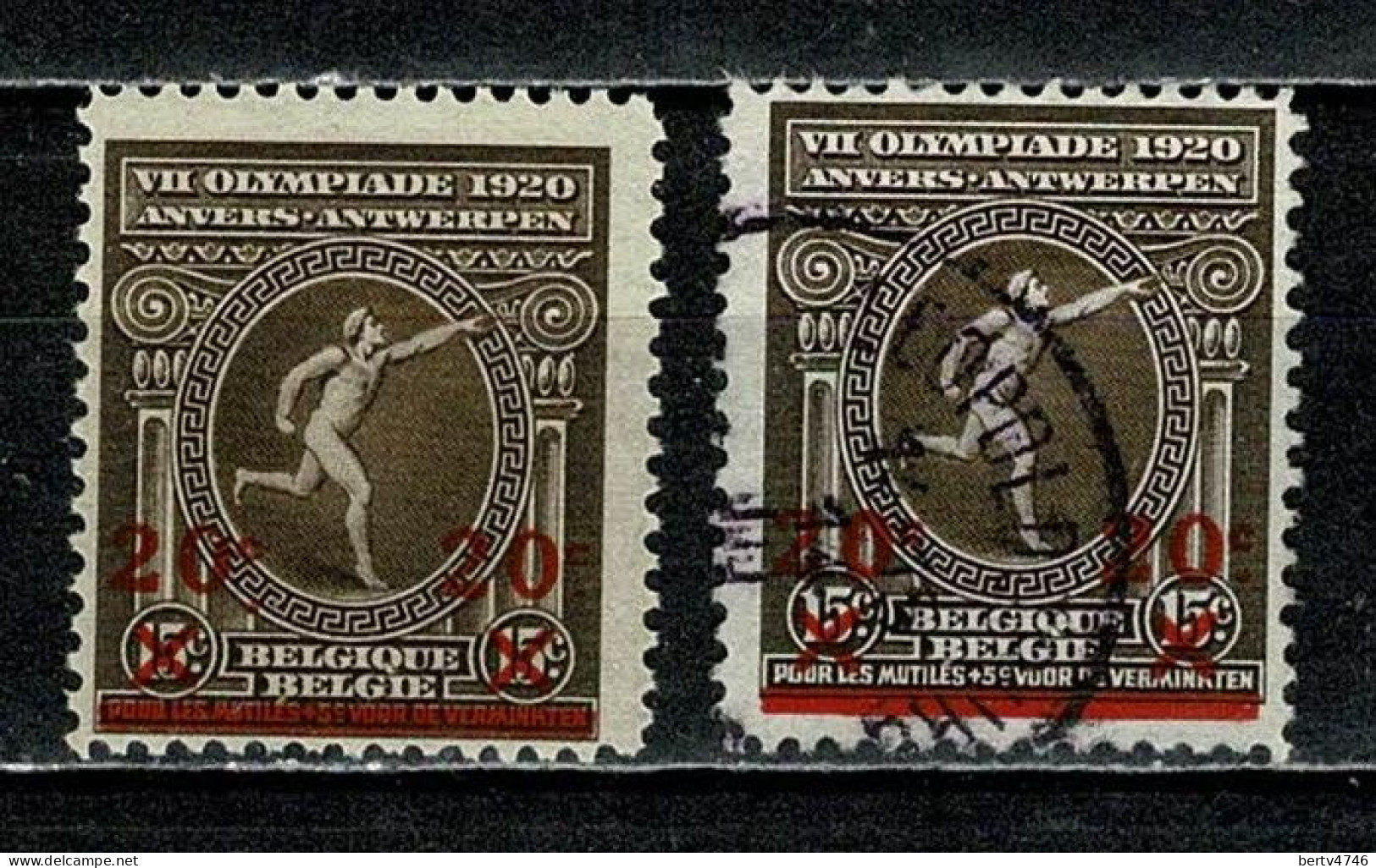 Belg. 1921 OBP/COB 186-V**, 186-V  - MNH + O (2 Scans) - 1901-1930