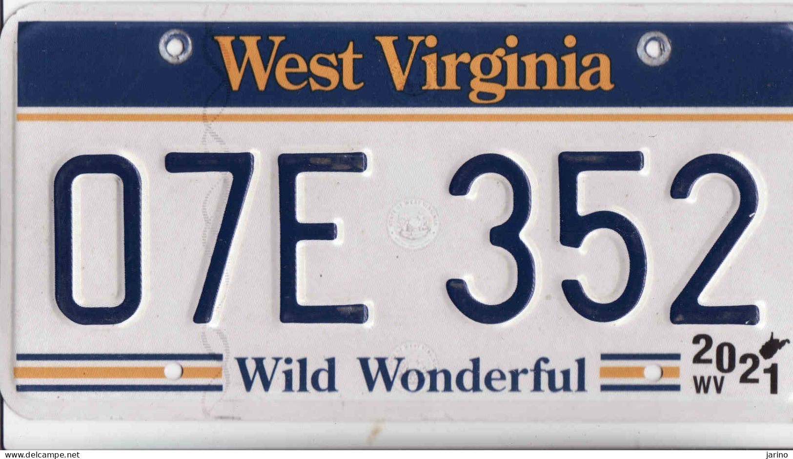 Plaque D' Immatriculation USA- State West Virginia, USA License Plate - State West Virginia, 30,5 X 15cm, Fine Condition - Number Plates