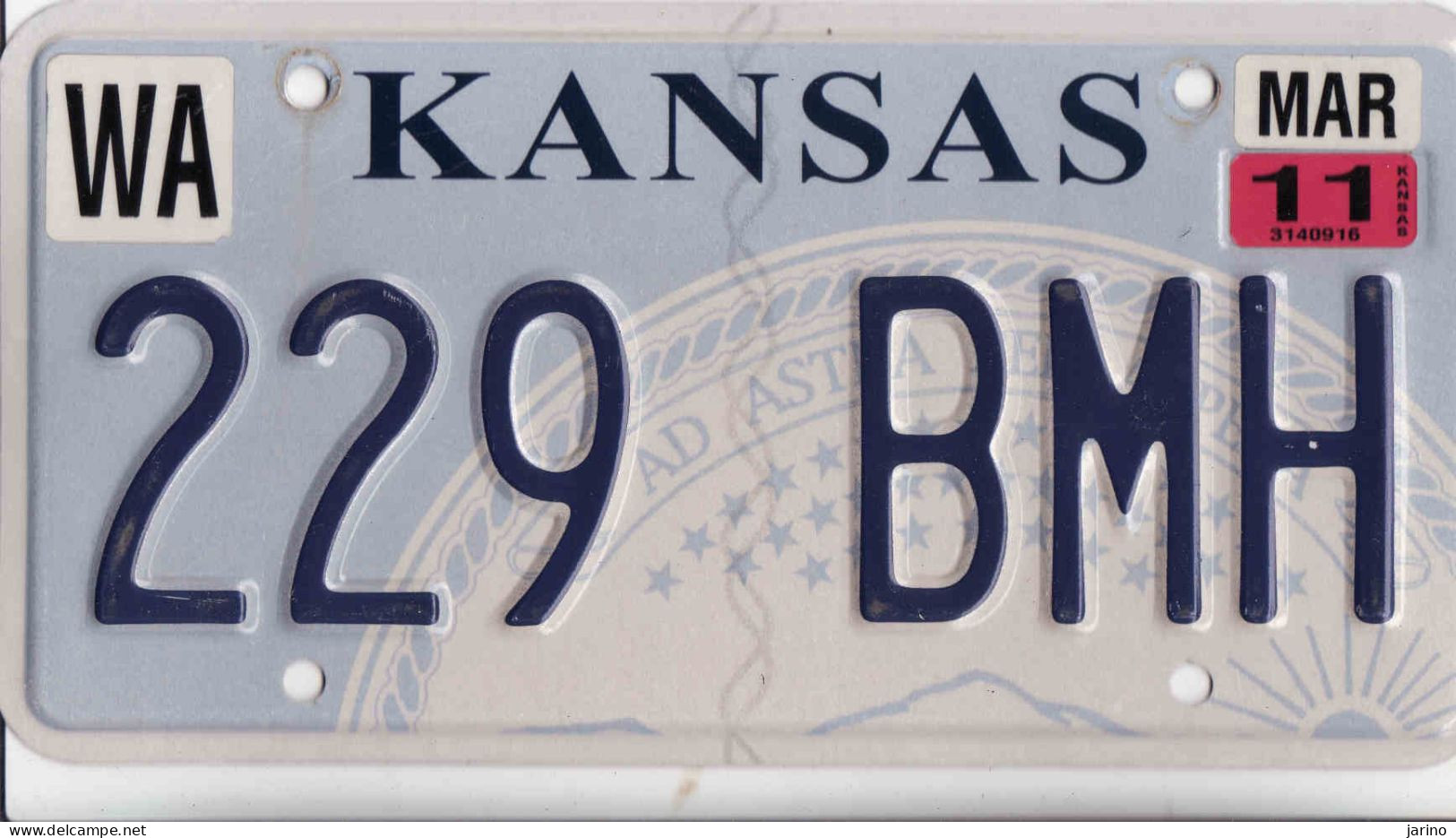 Plaque D' Immatriculation USA - State Kansas, USA License Plate - State Kansas, 30,5 X 15cm, Fine Condition - Placas De Matriculación