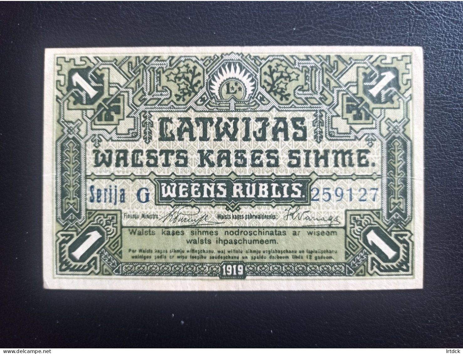 LETTONIE Billet 1 Rublis 1919 TBE - Latvia