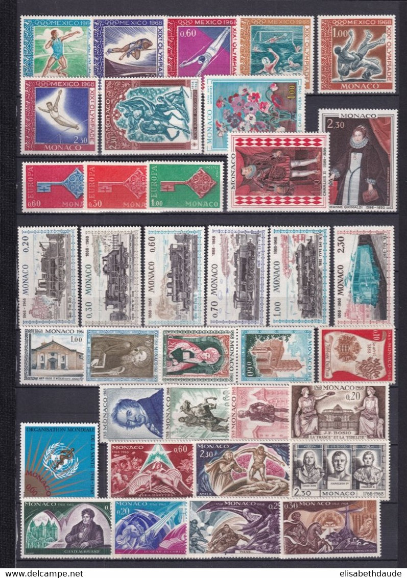 PROMOTION MONACO - 1968 - ANNEE COMPLETE AVEC POSTE AERIENNE ! ** MNH - COTE = 48.9 EUR. - 37 TIMBRES - Full Years