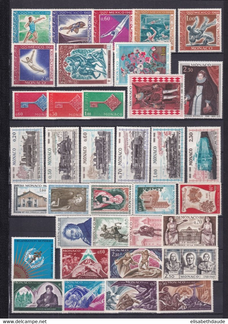 PROMOTION MONACO - 1968 - ANNEE COMPLETE AVEC POSTE AERIENNE ! ** MNH - COTE = 48.9 EUR. - 37 TIMBRES - Komplette Jahrgänge