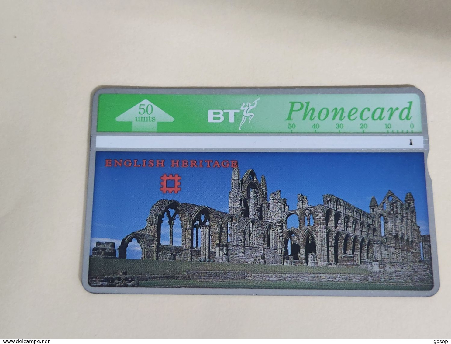 United Kingdom-(BTA112)-HERITAGE-Whitby Abbey-(195)(50units)(528D77140)price Cataloge3.00£-used+1card Prepiad Free - BT Emissions Publicitaires