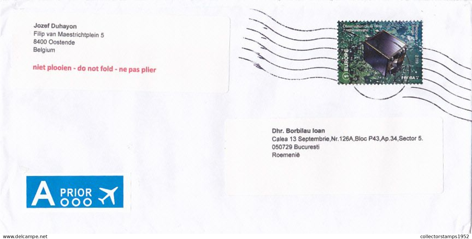 SPACE, FINE STAMPS ON COVER, 2022, BELGIUM - Brieven En Documenten