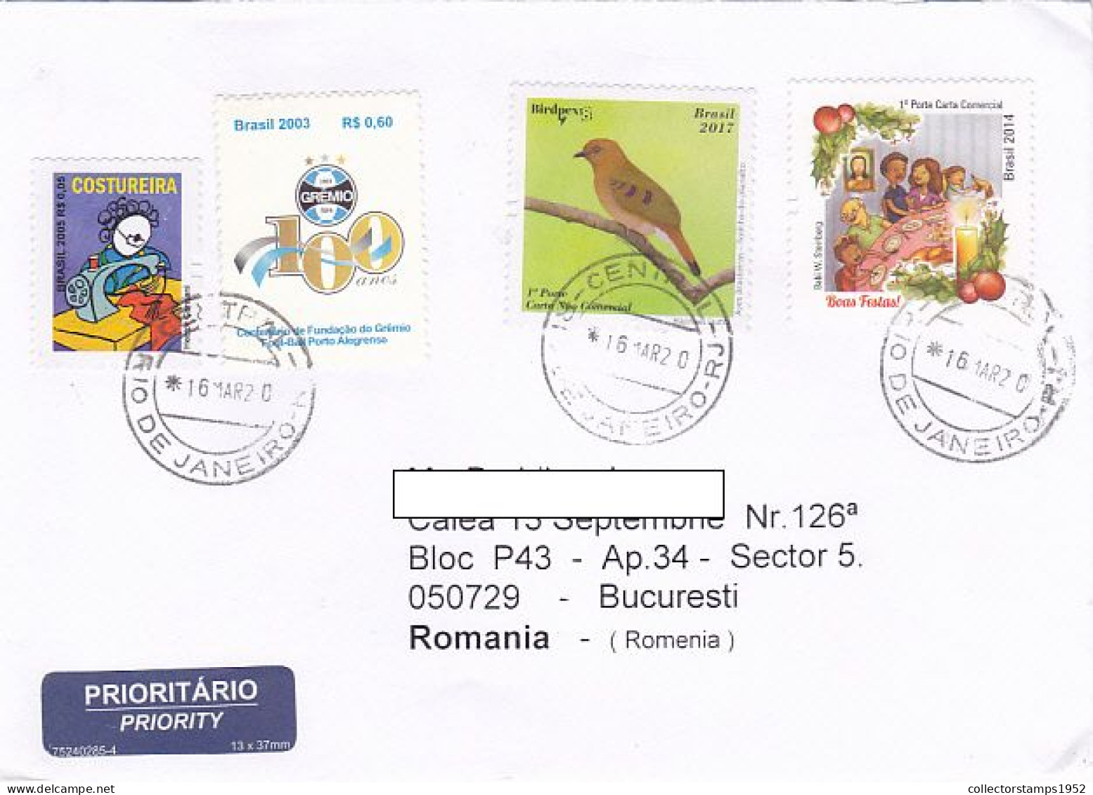 SEAMSTRESS, SOCCER CLUB, BIRD, CHRISTMAS, FINE STAMPS ON COVER, 2020, BRAZIL - Lettres & Documents