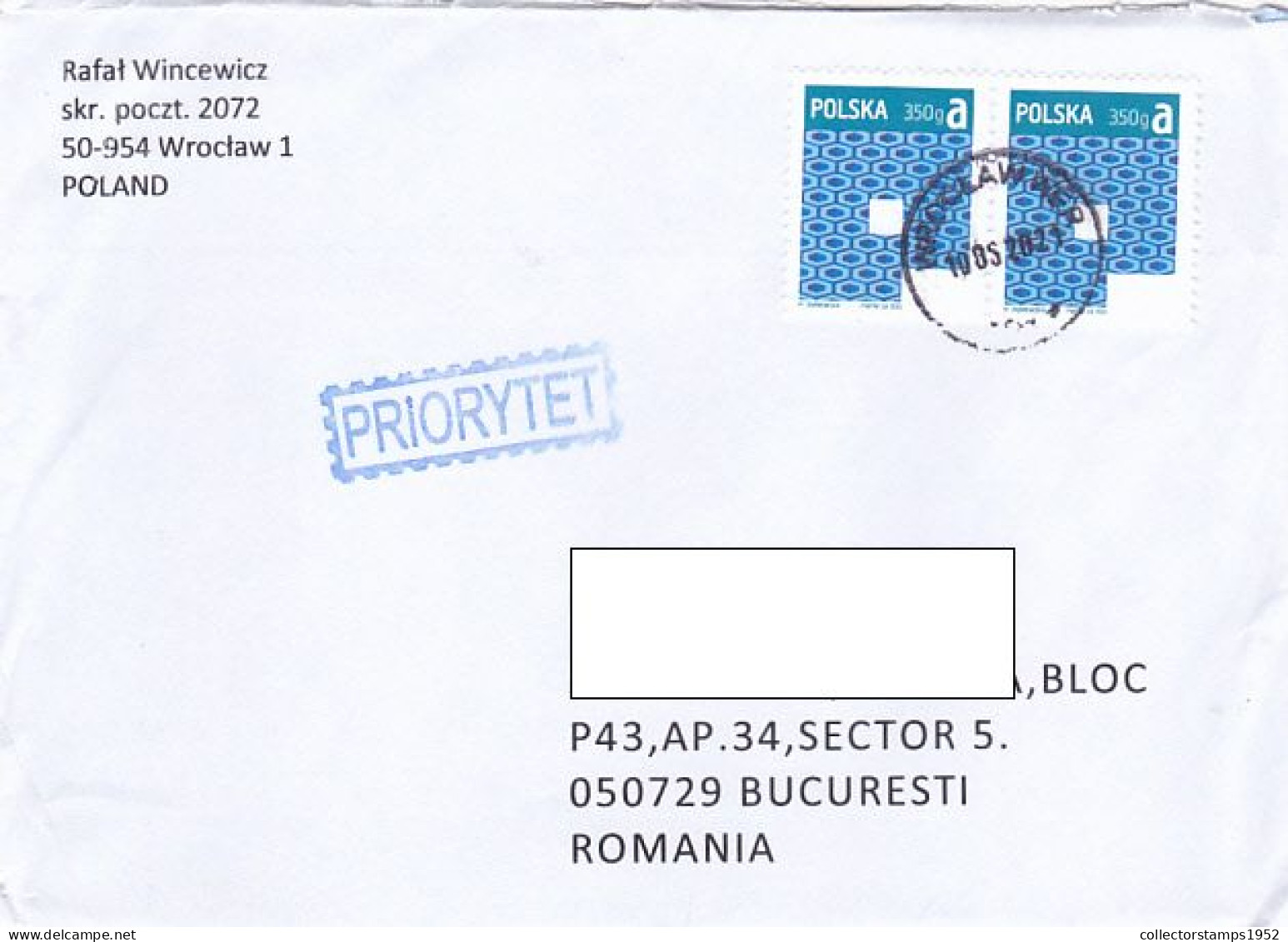 HONEYCOMB PATTERN, FINE STAMPS ON COVER, 2021, POLAND - Lettres & Documents