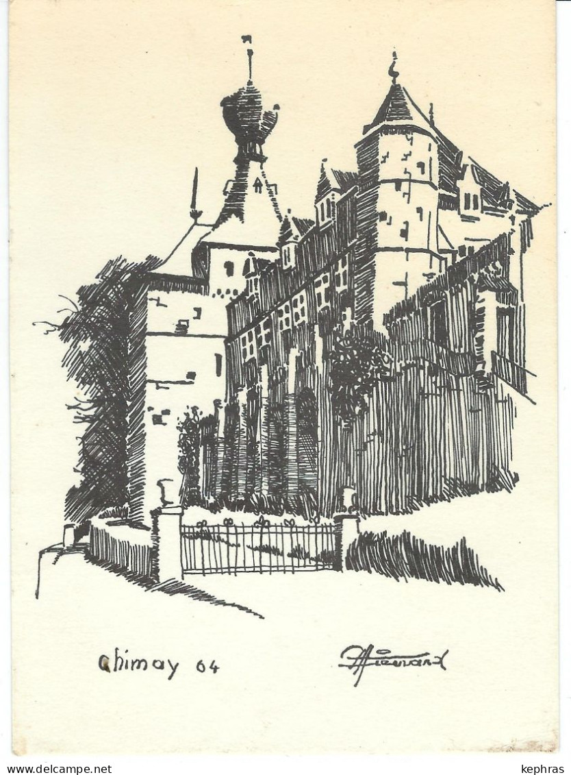 CHIMAY : RARE Illustration De PIERRARD - 1964 - Le Château Vu De L'arrière - Chimay