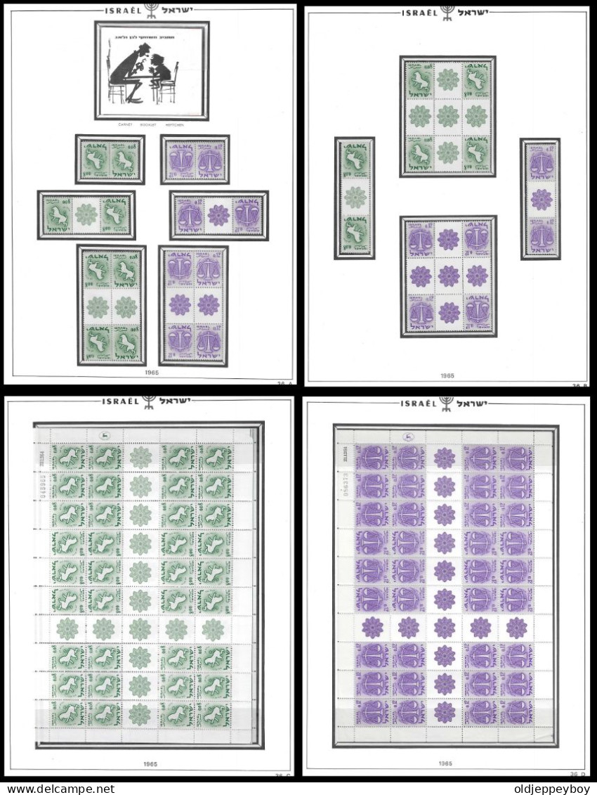 ISRAEL1965 Zodiac 0.08+0.12 2 M/s Sheets And All Variation Plus Booklet TETE BECHE + GUTTER FULL TABS MNH ** Postfris** - Ungebraucht (mit Tabs)