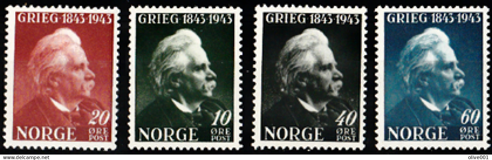 Norvège - 1943 - E100 Ans De La Naissance Du Compositeur Edouard Grieg - Y&T 249/52 MNH ** - Ongebruikt