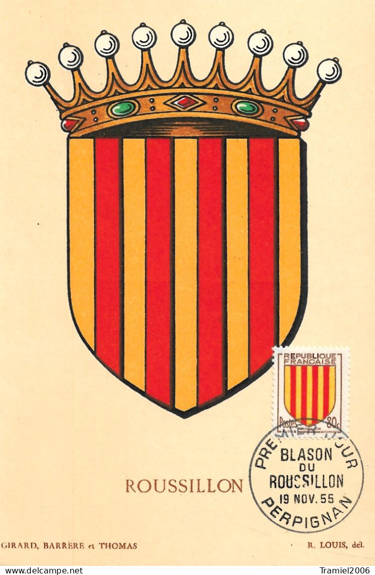 FRANCE 1955 - YT 1046 - Blason Du Roussillon - 19.11.1955 - 1950-1959