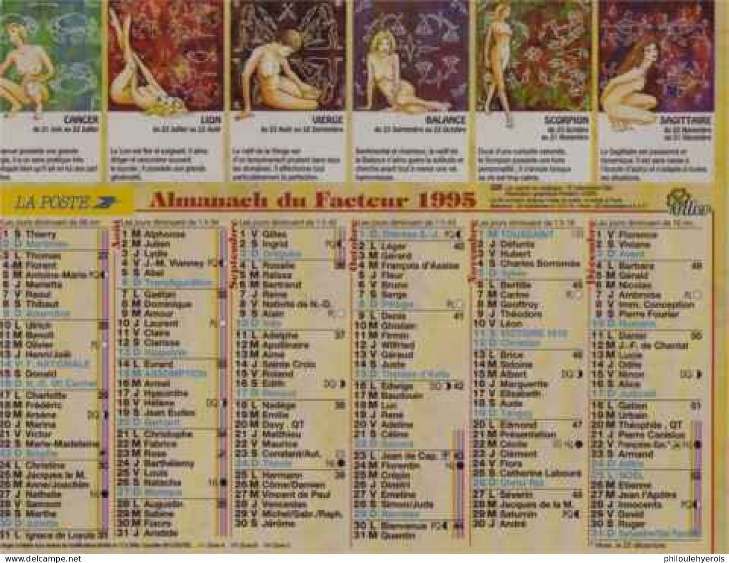 CALENDRIER 1995 SIGNES DU ZODIAQUE Pin Up - Grossformat : 1991-00